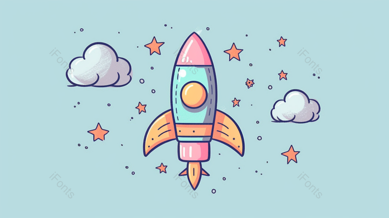 卡通风宇宙星空火箭插画背景图,插画/手绘图,插画/手绘图库,插画/手绘图下载,插画/手绘